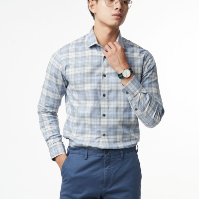 Áo Sơ Mi Caro Melange Nam Cotton Chống Nhăn Tự Nhiên Ninomaxx N&M 2110033