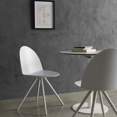 Ghế Italia thân nhựa Polypropylene chân thép sơn cao cấp Ghế trang điểm màu trắng đơn giản hiện đại CAMEL-S5 Nội thất CAPTA