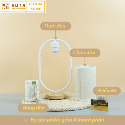 Đèn Ngủ Gỗ HUTA Light For Life G6 Chao Tròn Vingtage Kiểu Dáng Mới Lạ, Decor Trang Trí Phòng Ngủ,Tăng giảm Độ Sáng, Bóng Led Sáng Vàng Tiết Kiệm Điện