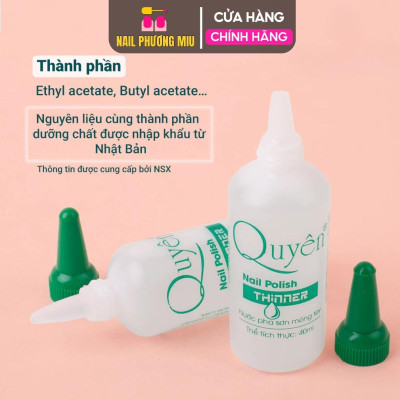 Nước Pha Sơn Móng Tay QUYÊN Cao Cấp 40ml Chai Nắp Nhọn Xanh Pha Loãng Sơn Gel Sơn Thạch Ombre Đều Màu Nhanh Chóng Nữ Women