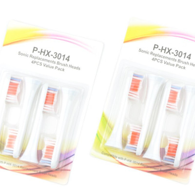Cho máy Philips Sonicare, Bộ 4 đầu đánh răng điện HX-3014, dòng máy HX3, HX6, HX7, HX8, HX9, R, FlexCare +, FlexCare, HealthyWhite, HydroClean, EasyClean, DiamondClean-Loại bỏ cao răng, cho răng sáng bóng