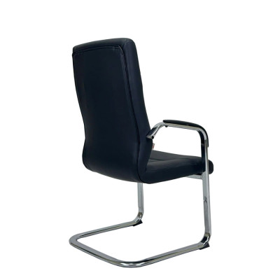 Ghế phòng họp ghế chân quỳ CV4608-P Nội thất Capta Ghế Chân quỳ nệm dày hiện đại màu đen chân quỳ thép mạ chrome bóng