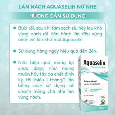 Combo 2 Lăn Khử Mùi AQUASELIN Sensitive Women Không Gây Thâm Nách, Ố Vàng Áo - 50ml