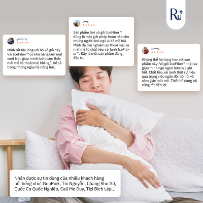 Bộ 2 Vỏ Gối Nằm Vải Lạnh IceFiber™ Ru9 - Hỗ Trợ Giấc Ngủ Mát Mẻ và Thoải Mái | Kích Thước: 50 x 70 cm