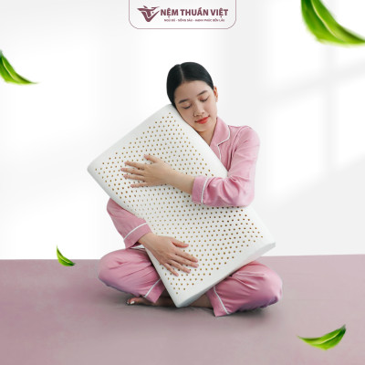 Gối Nằm Cao Su Thuần Việt - Thiết Kế Lượn Sóng, Êm Ái, Giảm Đau Gáy Cổ
