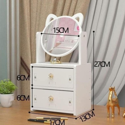 Kệ Mỹ Phẩm Gương Tai Mèo 2 Tầng Để Bàn