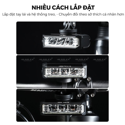 Đèn xe đạp chống nước UH-1000 3 bóng 1000 Lumens có led ban ngày, đèn trước xe đạp sạc USB Type-C, hợp kim nhôm (không kèm pad đỡ dài), đủ phụ kiện - Mai Lee