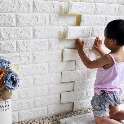 10 Tấm Xốp Dán Tường Giả Gạch Màu Trắng Dày 4mm Khổ 70X77 Cm Chịu Lực, Chịu Nước, Chống Ẩm Mốc Loại Cao Cấp 