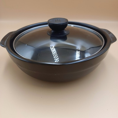 Nồi đất sứ tráng men chống dính đáy nông có nắp thích hợp kho thịt cá, mì cay, cơm niêu
