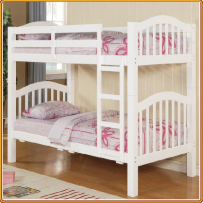 Giường 2 tầng Tundo màu trắng cầu thang treo 