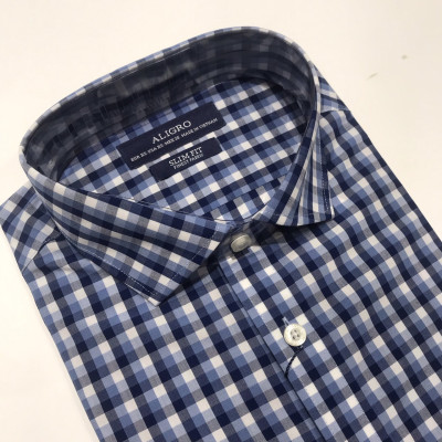 Áo sơ mi nam dài tay ALIGRO chất liệu bamboo cao cấp mềm mịn, kháng khuẩn, chống tia UV kẻ caro xanh ALGS215