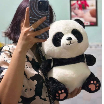 Thú nhồi bông gấu trúc đeo Balô quả bơ đáng yêu - Size 45cm - Qùa tặng gấu bông gấu trúc êm mịn cho bé.