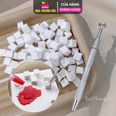 Túi 100 Mút Dặm Ombre Vuông 1x1cm Làm Nail Tiện Lợi, Viên Mút Chuyển Màu Ombre Đậm Nhạt Siêu Mịn, Không Thấm Hút Gel Lên Đều Màu Nữ
