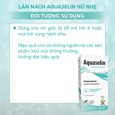 Combo 2 Lăn Khử Mùi AQUASELIN Sensitive Women Không Gây Thâm Nách, Ố Vàng Áo - 50ml