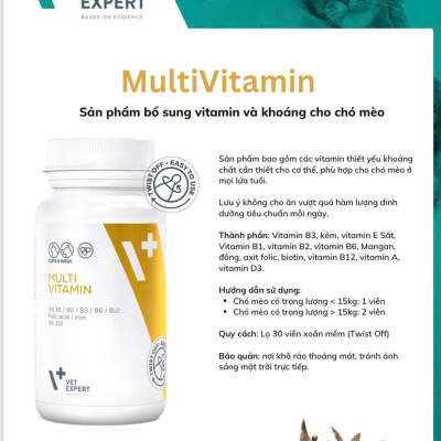 [ 30 viên ] Vet Expert bổ sung vitamin & khoáng , tăng cường miễn dịch, chăm sóc da và lông , xương khớp cho chó và mèo