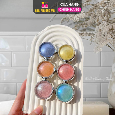Set Tráng Gương Ánh Ngọc Trai 6 Hũ Nhiều Màu Dạ Quang Dạng Bột Chuyên Dùng Trang Trí Móng - Nail Phương Miu