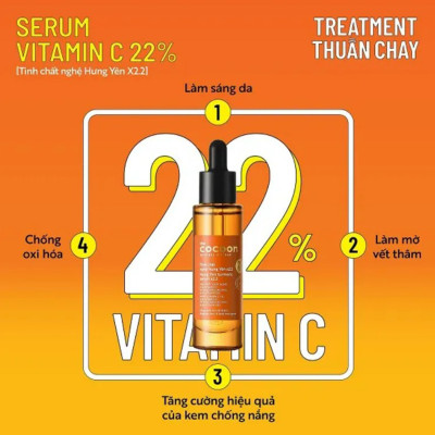 Tinh chất nghệ Hưng Yên x2.2 (serum) với 22% vitamin C sáng da chuyên sâu & mờ vết thâm Thuần chay 30ml