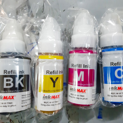 (1 màu) Mực nước Canon - inkMAX - BK: 135ml; C/Y/M: 70ml- Mực nước dùng cho các dòng máy in phun Canon: G1800 / 2800 / 3800 / 1000 / 2000 / 3000 / 1100 / 2100 / 3100 / 1900 / 2900 / 3900