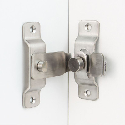 Chốt Khóa Cài Cửa Góc Vuông 90 Độ KUNBE Bằng Thép Không Gỉ, Then Cửa Dạng Chữ L Có Chốt Cố Định Thanh Gạt Loại To An Toàn, Chắc Chắn