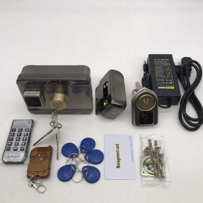 Bộ khóa cổng điện tử mở cửa = thẻ từ kết hợp chuông báo động quên đóng cửa ( Hàng nhập khẩu)