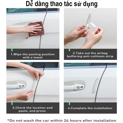 Miếng dán cao su chống trầy gắn cửa dùng cho ô tô Baseus Airbag Bumper Strip (bộ 4 cái, trong suốt) - Hàng chính hãng
