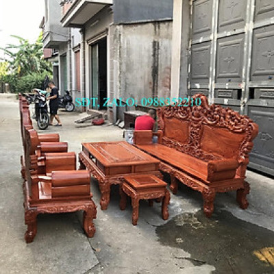 Bộ Bàn Ghế Hoàng Gia Vách Trơn Gỗ Hương Đá