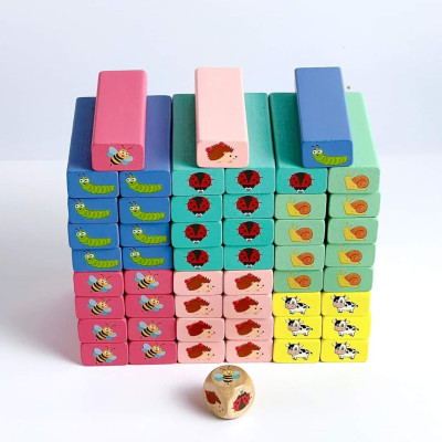 Đồ Chơi Rút Gỗ, SIZE TO, Đồ Chơi Gỗ Với 3 Mẫu Động Vật, Số Và Màu 51Pcs, Đồ Chơi Trẻ Em Thông Minh