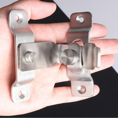 Chốt Khóa Cài Cửa Góc Vuông 90 Độ KUNBE Bằng Thép Không Gỉ, Then Cửa Dạng Chữ L Có Chốt Cố Định Thanh Gạt Loại To An Toàn, Chắc Chắn