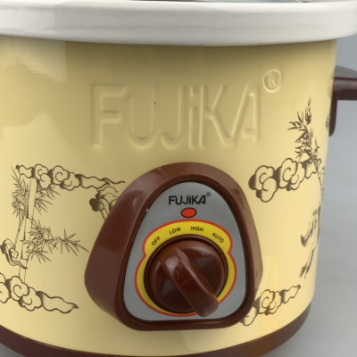 Nồi Kho Cá Thịt 2.5L,Nồi Nấu Chậm,Nồi Nấu Cháo ,Nồi Chưng Yến,Nồi Tiềm 2.5L Fujika KC25 Màu Vàng Họa Tiết-Hàng chính hãng