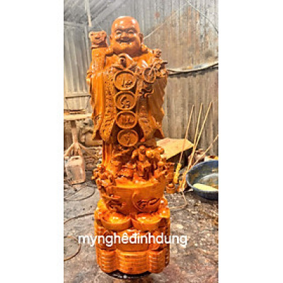 Tượng phật di lặc chúc phúc bằng gỗ hương đá  cao 100x33x30cm 