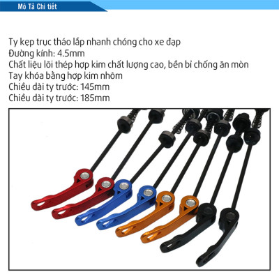 Ty Kẹp Trục, Khóa Mở Nhanh Trục Xiên Bánh Xe Đạp (2 Cái) Mai Lee