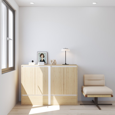 HAPPY FURNITURE , Tủ lưu trữ 4 cửa mở 2 ngăn kéo  , TCM_262 , 140cm x 45cm x 100cm DxRxC