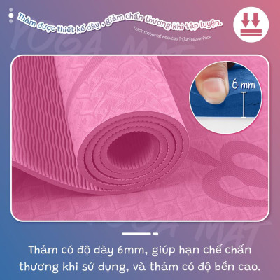 Thảm Tập Yoga Định Tuyến - 2 Lớp Dày 6mm Tặng Kèm Túi - Kích Thước 183x61cm