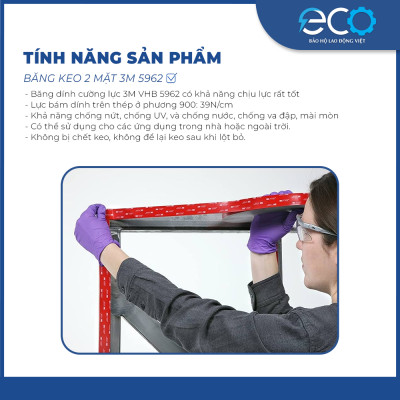 Băng keo 3M 5962 cường lực siêu dính chịu nhiệt cao (12mmx5.5m)