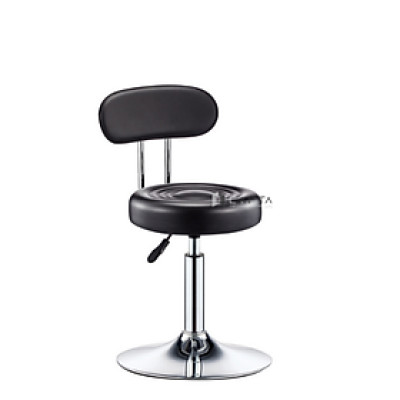 Ghế bar thấp có lưng tựa CB2256-1PS Nội thất Capta Ghế kỹ thuật viên nệm tròn bọc PVC đỏ đen xanh cam nâu có lưng tựa chân ghế thép mạ chrome bóng 