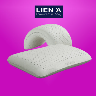 { Tặng Vỏ } Gối Cao Su Than Hoạt Tính Liên Á Oval Grey 45x65x12cm - Cao Su Thiên Nhiên 100%