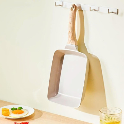Chảo chữ nhật chống dính cán gỗ 18cm - chảo chiên trứng cuộn phong cách Hàn Quốc