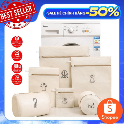 SET 6 túi giặt 2 lớp bảo vệ quần áo, đồ lót dùng cho máy giặt nhiều kích thước lựa chọn dododios