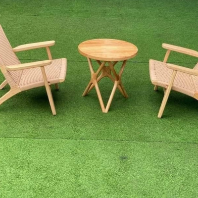 Cặp ghế gỗ Tần Bì đan Mây Cói êm ái Cao cấp tặng kèm bàn tròn gỗ