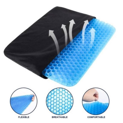 Đệm/ Nệm Ngồi 2 Lớp 3D Silicon Cao Cấp Thoáng kKhí Ghế Văn Phòng Chống Đau Mỏi - Cấu Trúc Tổ Ong 3D Tặng Kèm Vỏ Theo