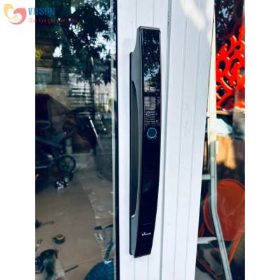 Khoá cửa nhôm vân tay Demax SL902 BL App, Remote, Face ID - Hàng chính hãng