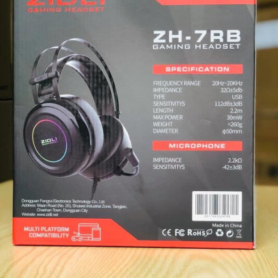 Tai nghe Gaming ZIDLI ZH-7RB (Sound 7.1, Led fix RGB) Black _ Hàng chính hãng