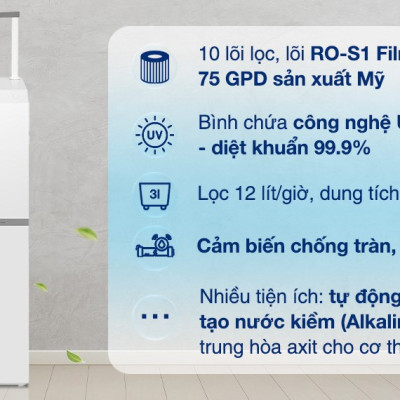 TWP-N2396SVN(W) - Máy lọc nước RO Toshiba TWP-N2396SVN(W) 10 lõi - Hàng Chính Hãng - Chỉ Giao Hồ Chí Minh