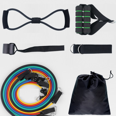 Bộ dây kéo ngũ sắc tập gym(Kèm 12 chi tiết gồm cả dây số 8)