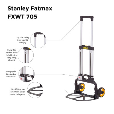 Xe đẩy hàng 2 bánh gấp gọn khung nhôm tải trọng 70kgs STANLEY FATMAX- USA FXWT-705