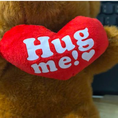 Thú nhồi bông teddy ôm tim hugme đáng yêu - Size 28cm - Quà tặng gấu Teddy lông mịn size mini cho bé