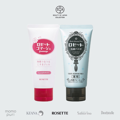 Combo làm giảm mụn dành cho da khô  Rosette Gommage Moist + Rosette Face Wash Pasta Acne Clear