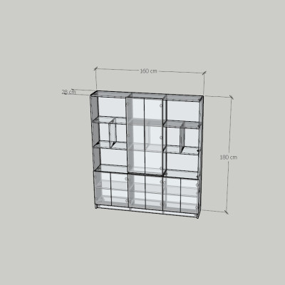 HAPPY FURNITURE , Kệ sách 8 cửa mở - CATY, KSA_083 , 160cm x 28cm x 180cm DxRxC