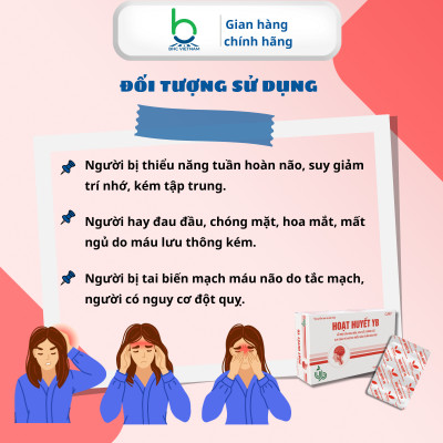 Viên Uống Hoạt Huyết YB  Hỗ Trợ Tuần Hoàn Não, Giảm Đau Đầu, Hoa Mắt, Chóng Mặt - Hộp 30 viên