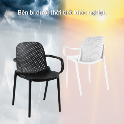 GHẾ NHỰA ĐÚC XẾP CHỒNG CÓ TAY VỊN